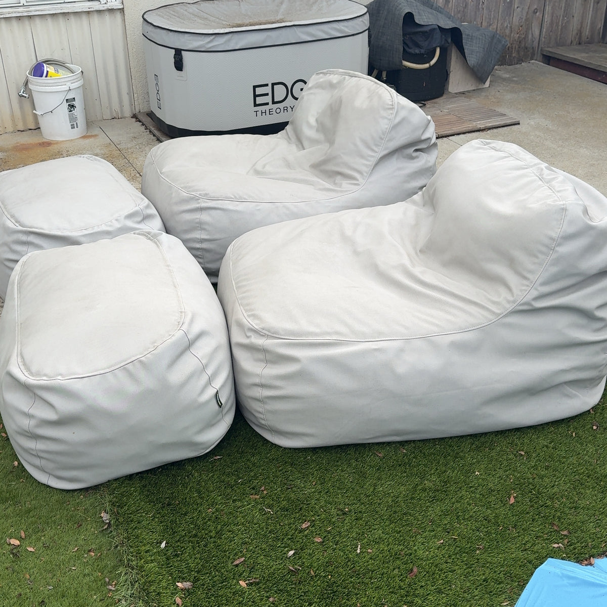 2 - Palermo House Dume Lounge Chair + Ottoman Outdoor Bean Bag Chairs