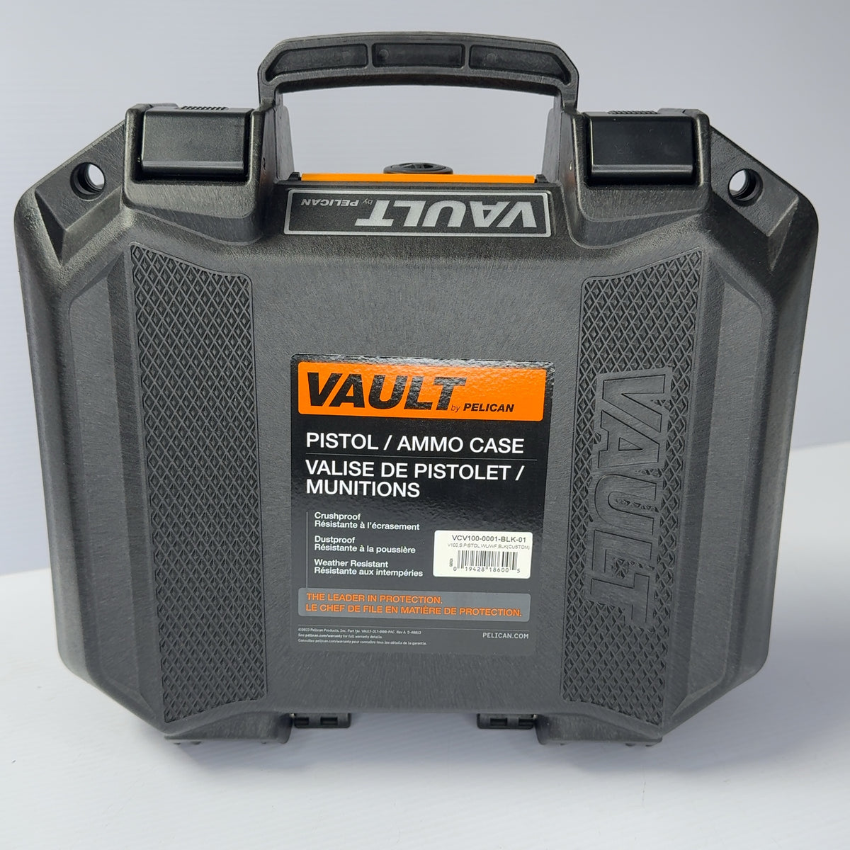 Pelican Vault V100 Pistol Ammo Case Black Hard Shell Weather Resistant V100-BLK