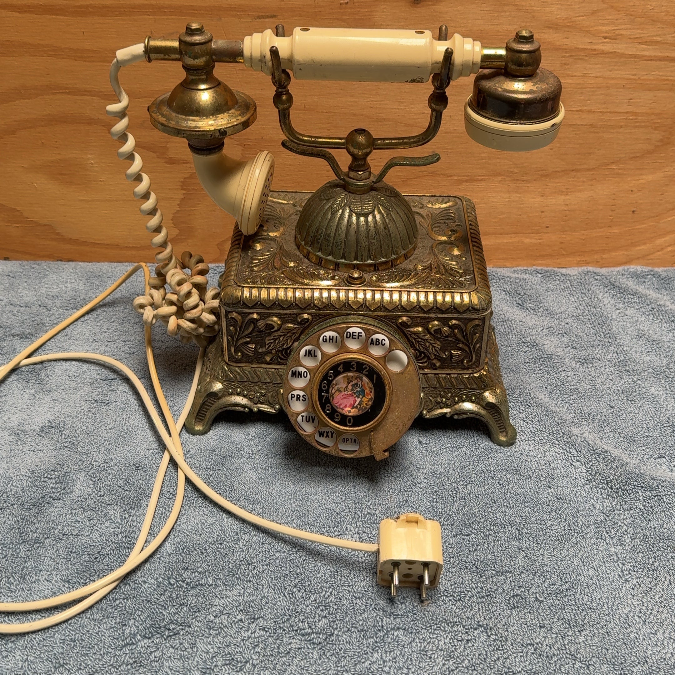 Vintage Baroque Heavy Brass Telephone Rotary Dial French Style Imperial Classic