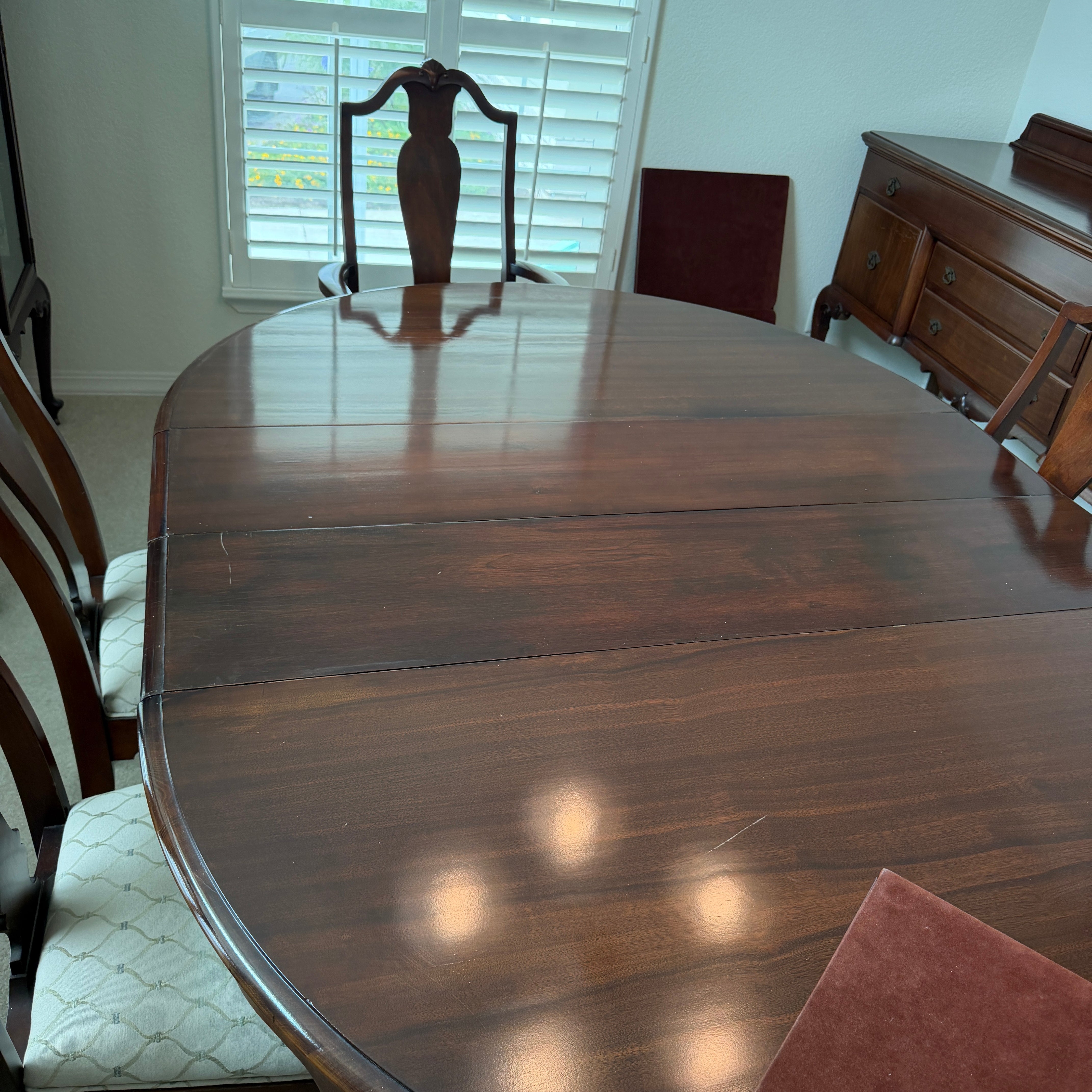 Antique The Luce Furniture Company Queen Anne Mahogany Dining Table Set