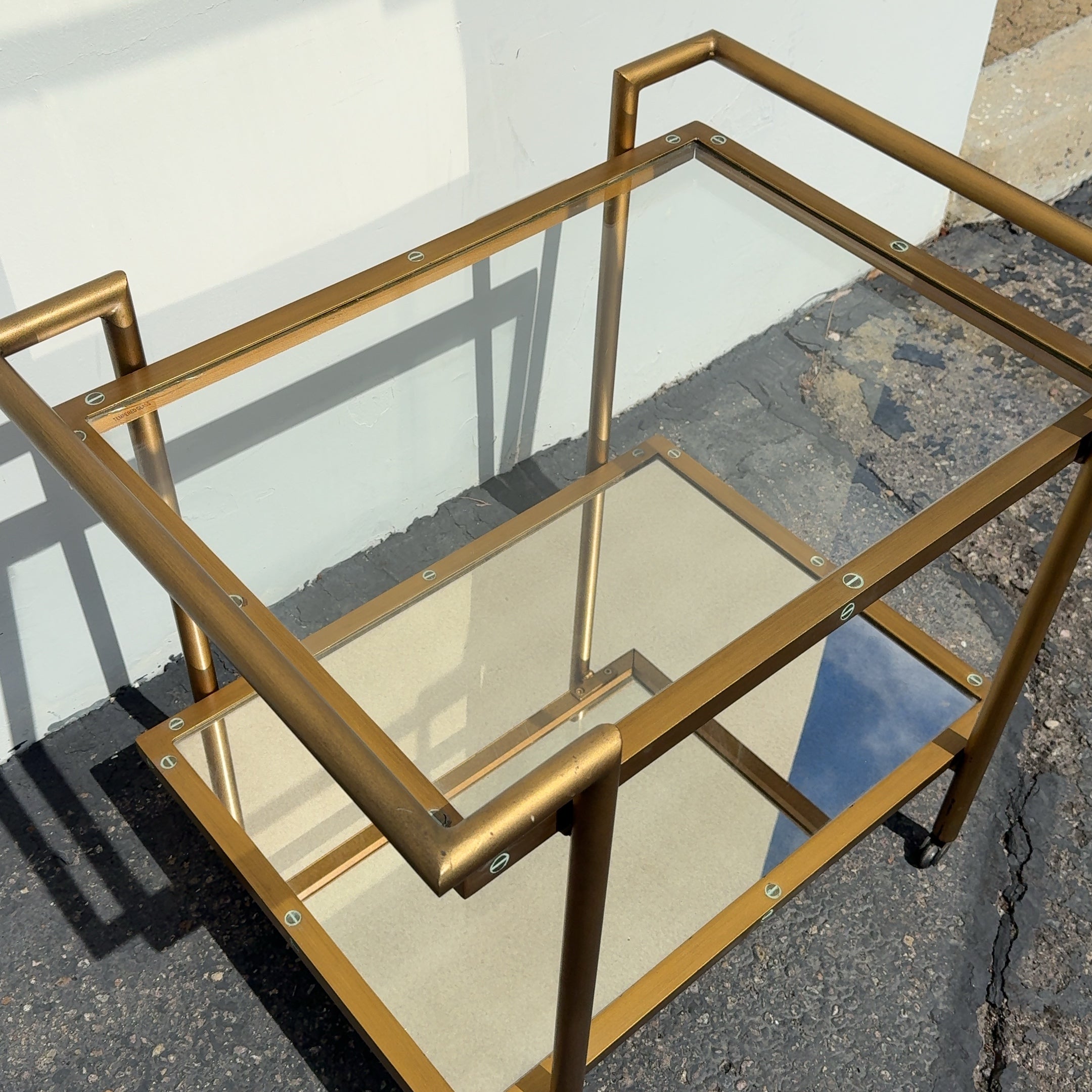 Matte Gold Bar Cart w/ Cartier Inspired Screws on Wheels