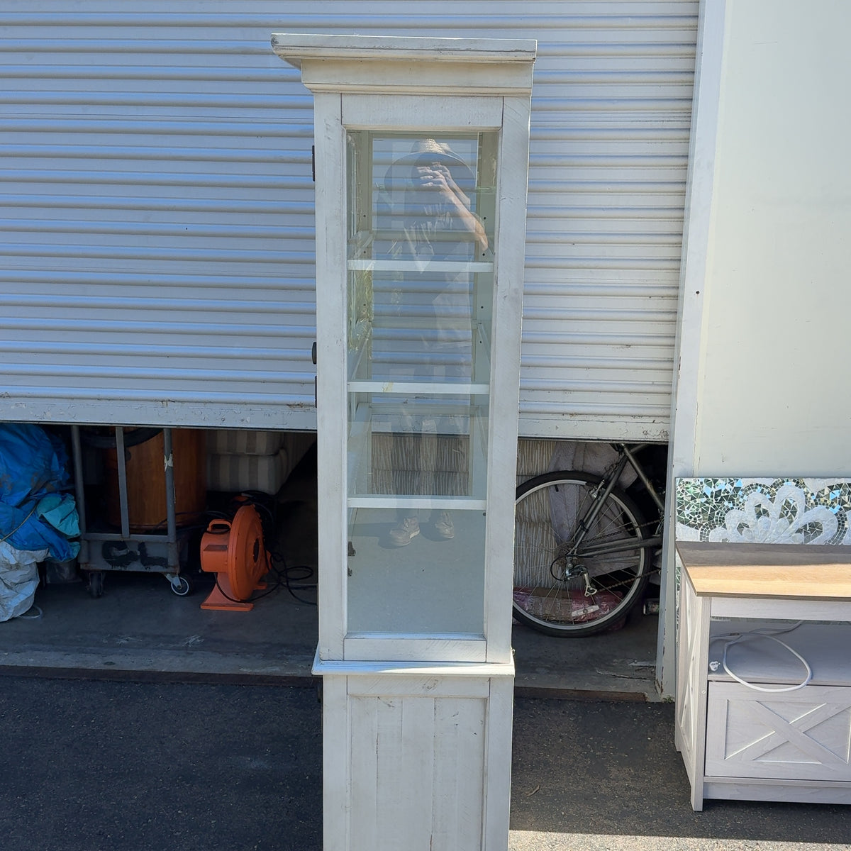 Beautiful Bronwyn Style Alabaster Lighted Solid Wood Hutch / Cabinet