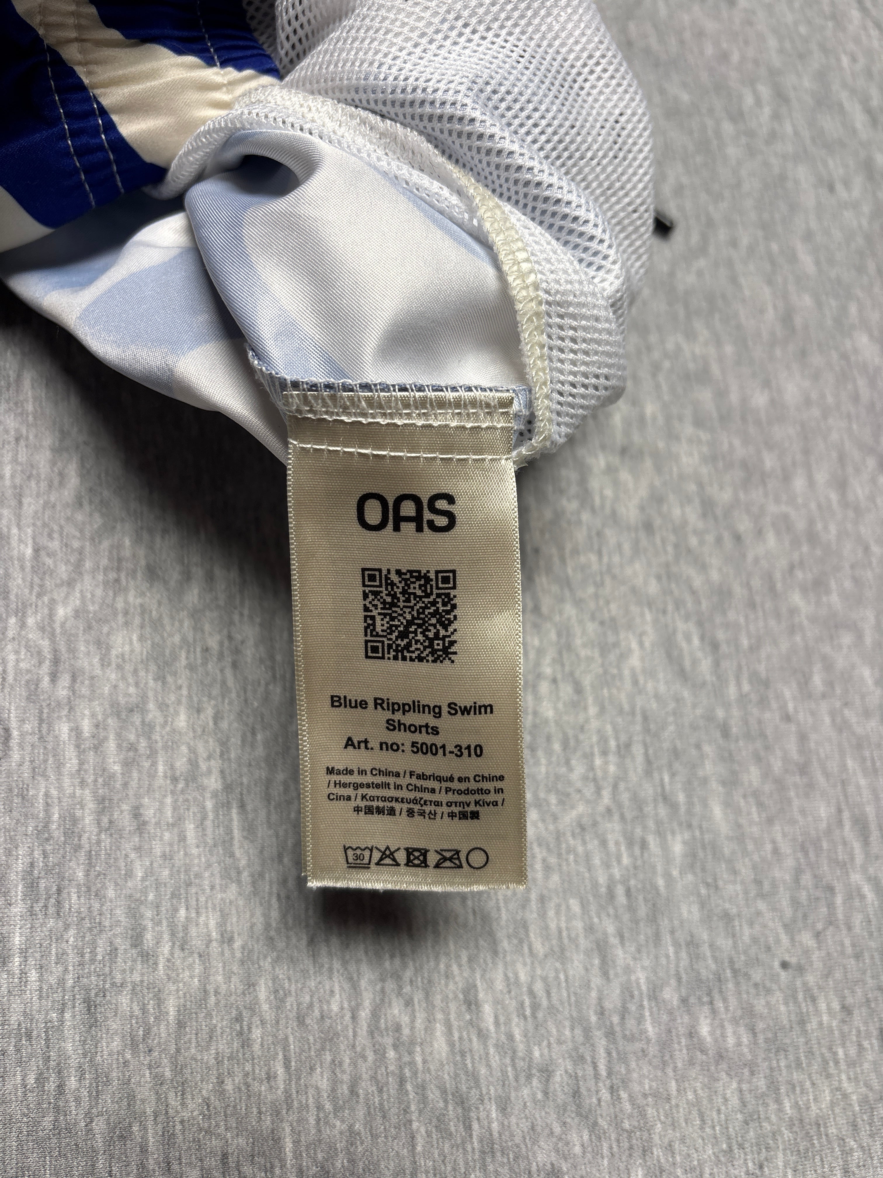 OAS The Resort Swim Short Blue Rippling Swim Trunks Sz. XXL