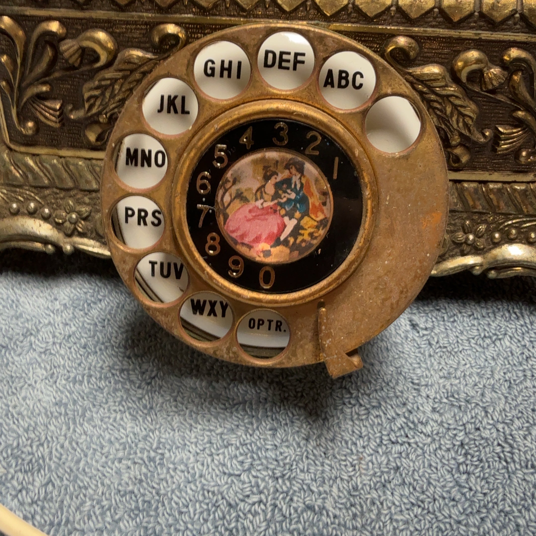 Vintage Baroque Heavy Brass Telephone Rotary Dial French Style Imperial Classic