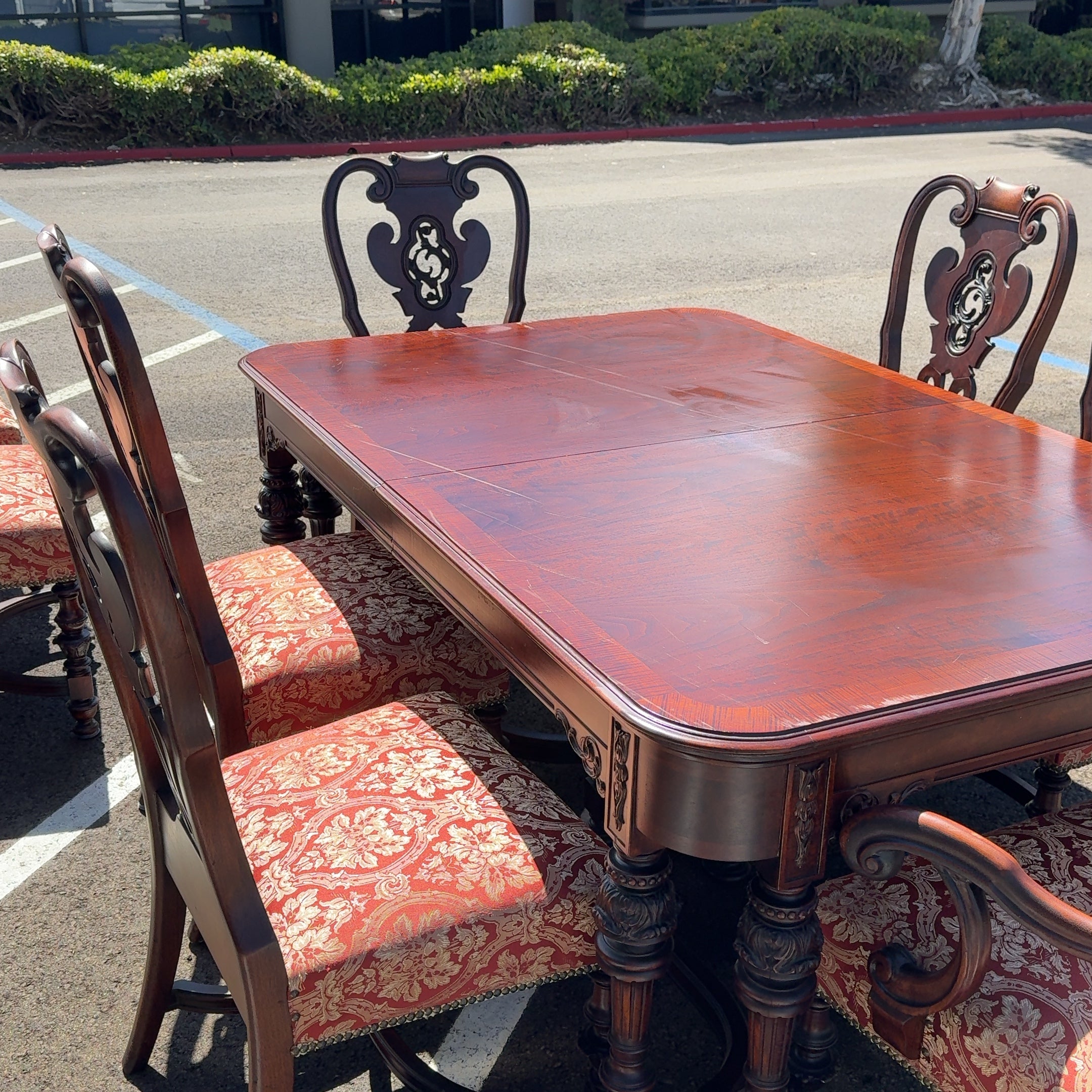 Antique 1920's Jacobean 9 Pc Dining Table Set