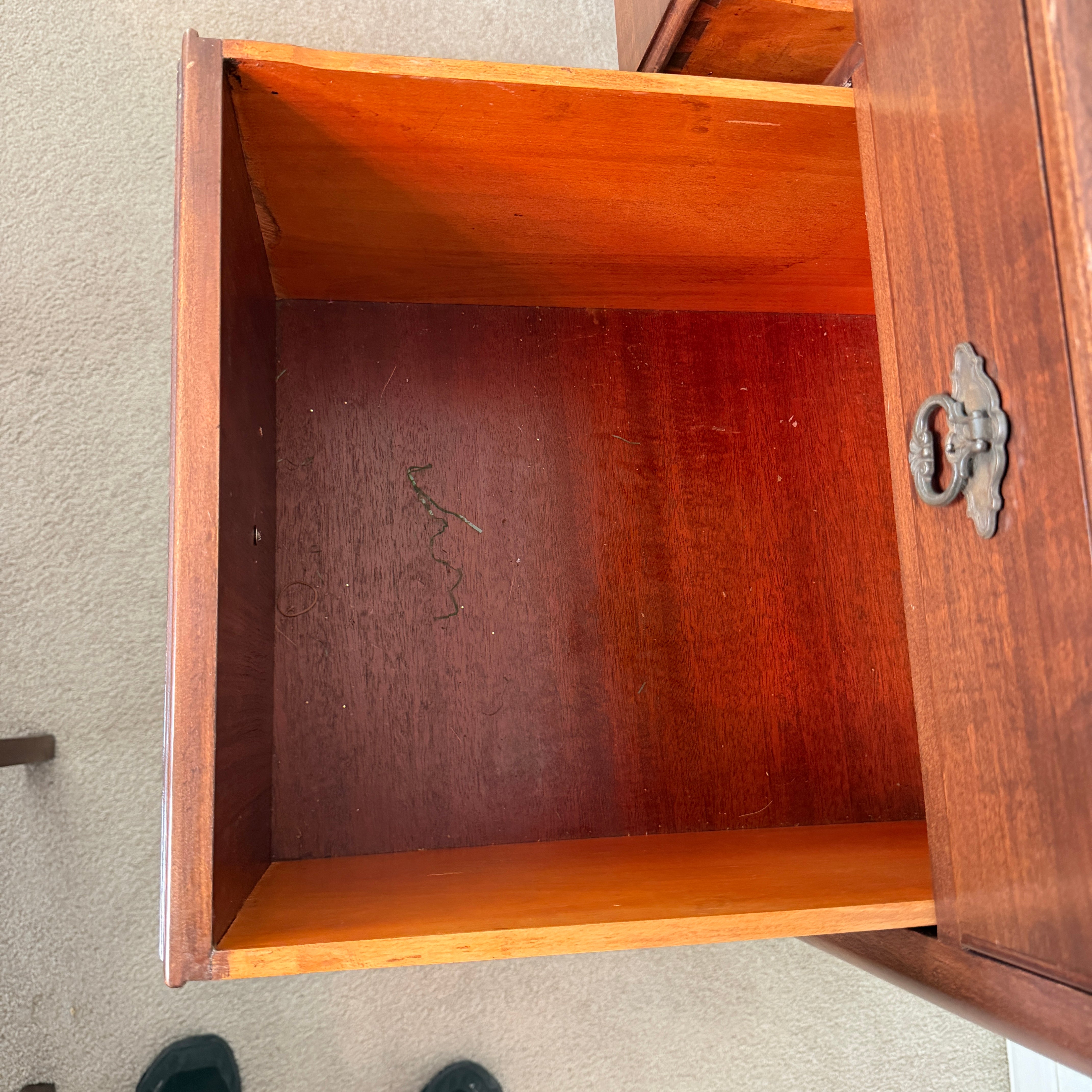 Vintage Queen Anne Mahogany Sideboard Buffet