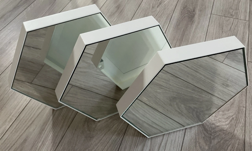 Set of 3 Crate & Barrel Hexagon Mirrors in White
