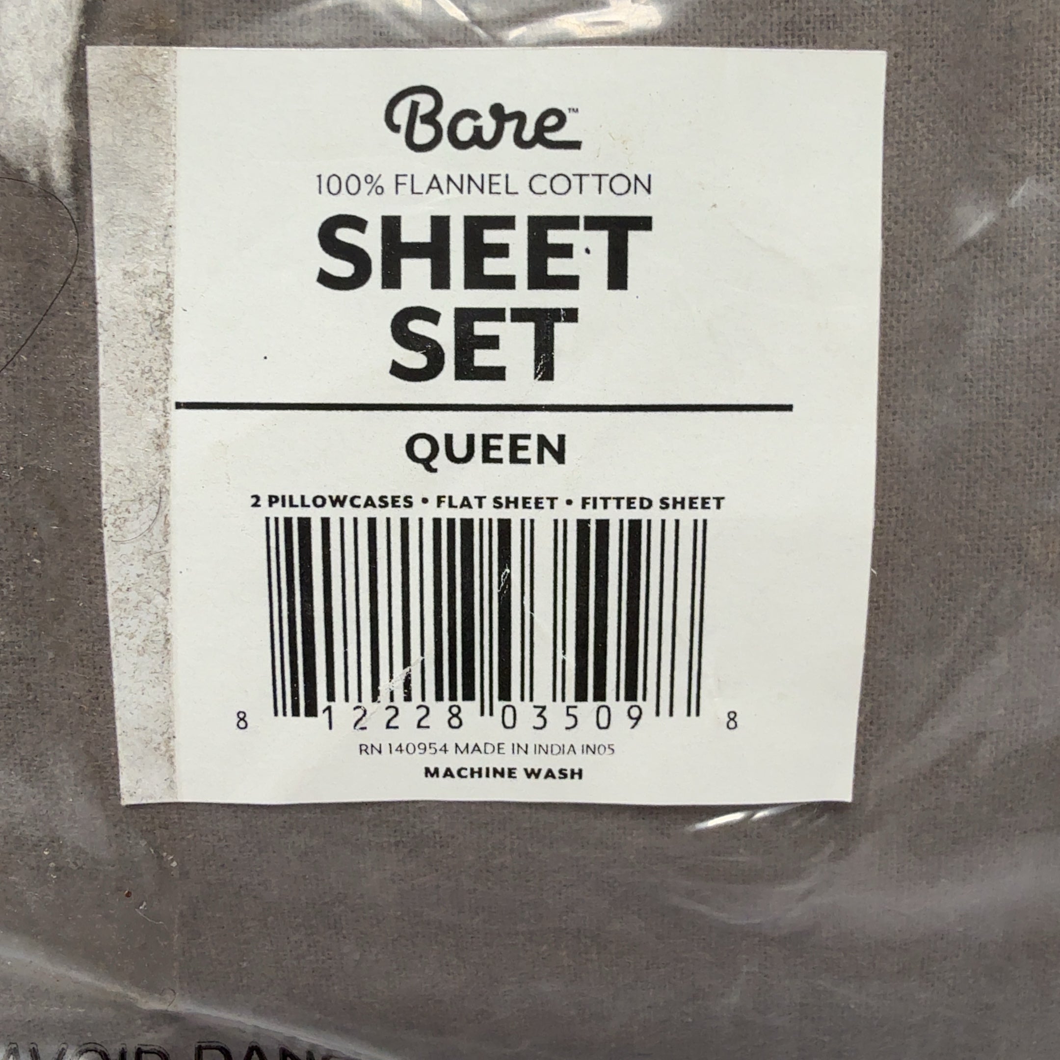 NEW! Bare Home Flannel Queen Sheet Set in Gray - 100% Cotton