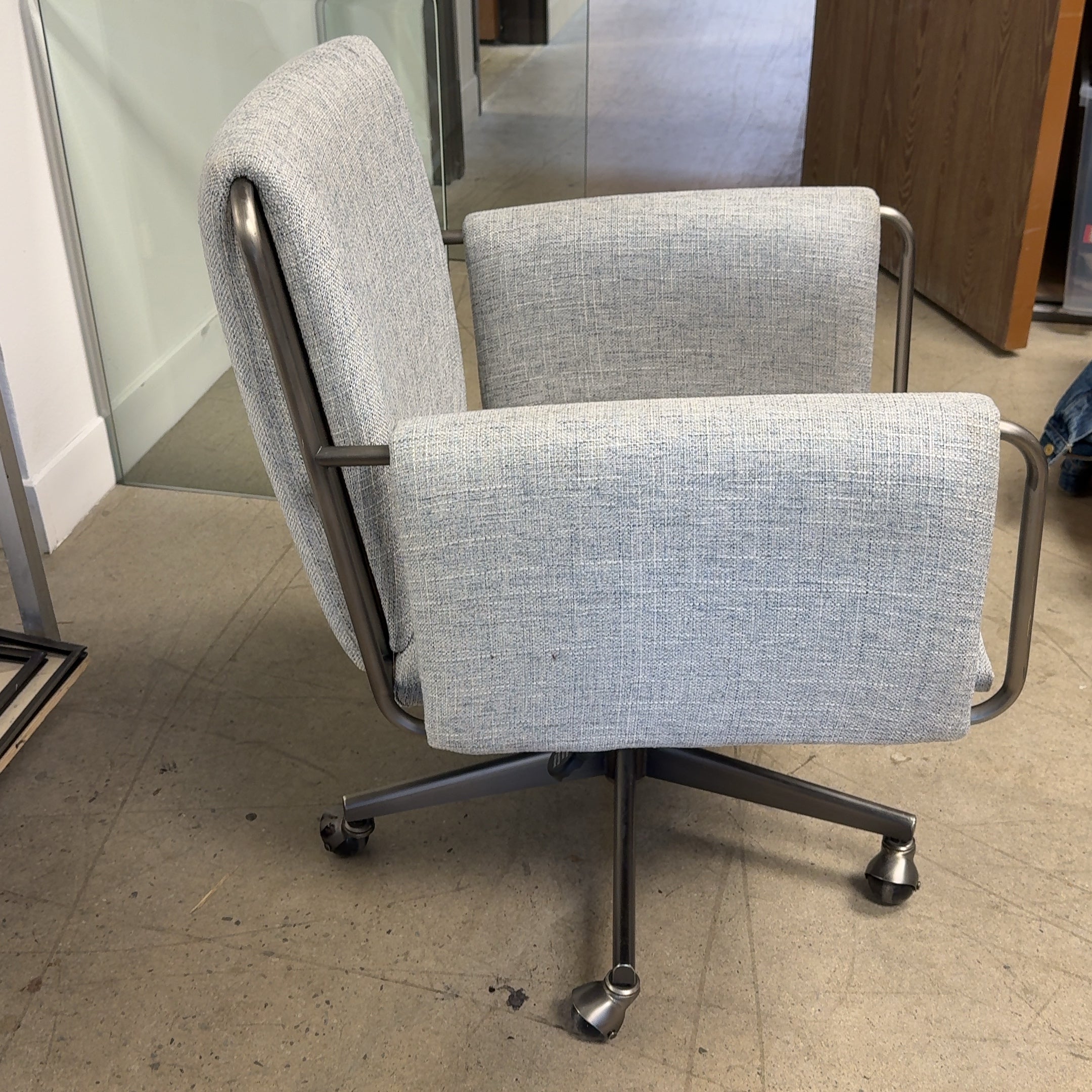 Crate & Barrell Caterina Upholstered Office Chair in Grey Pewter