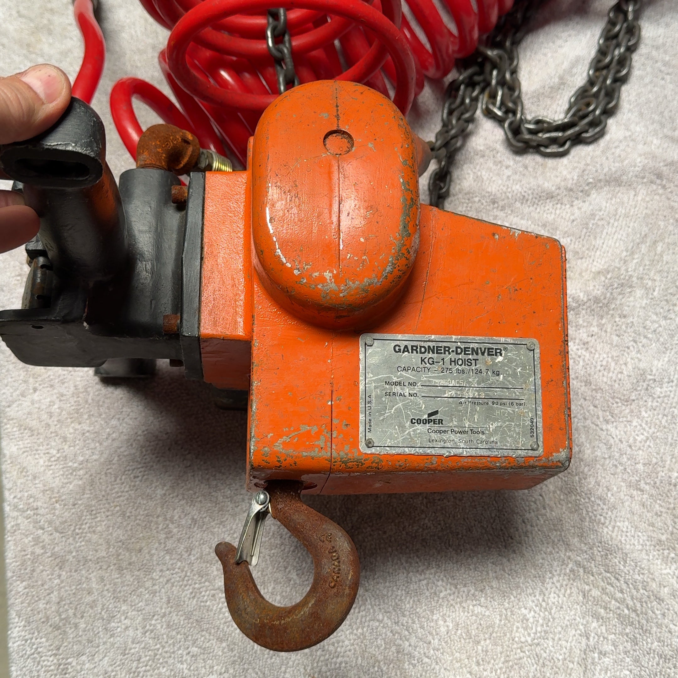 Gardner-Denver KG-1 Rotary Air Hoist 275lb. Capacity