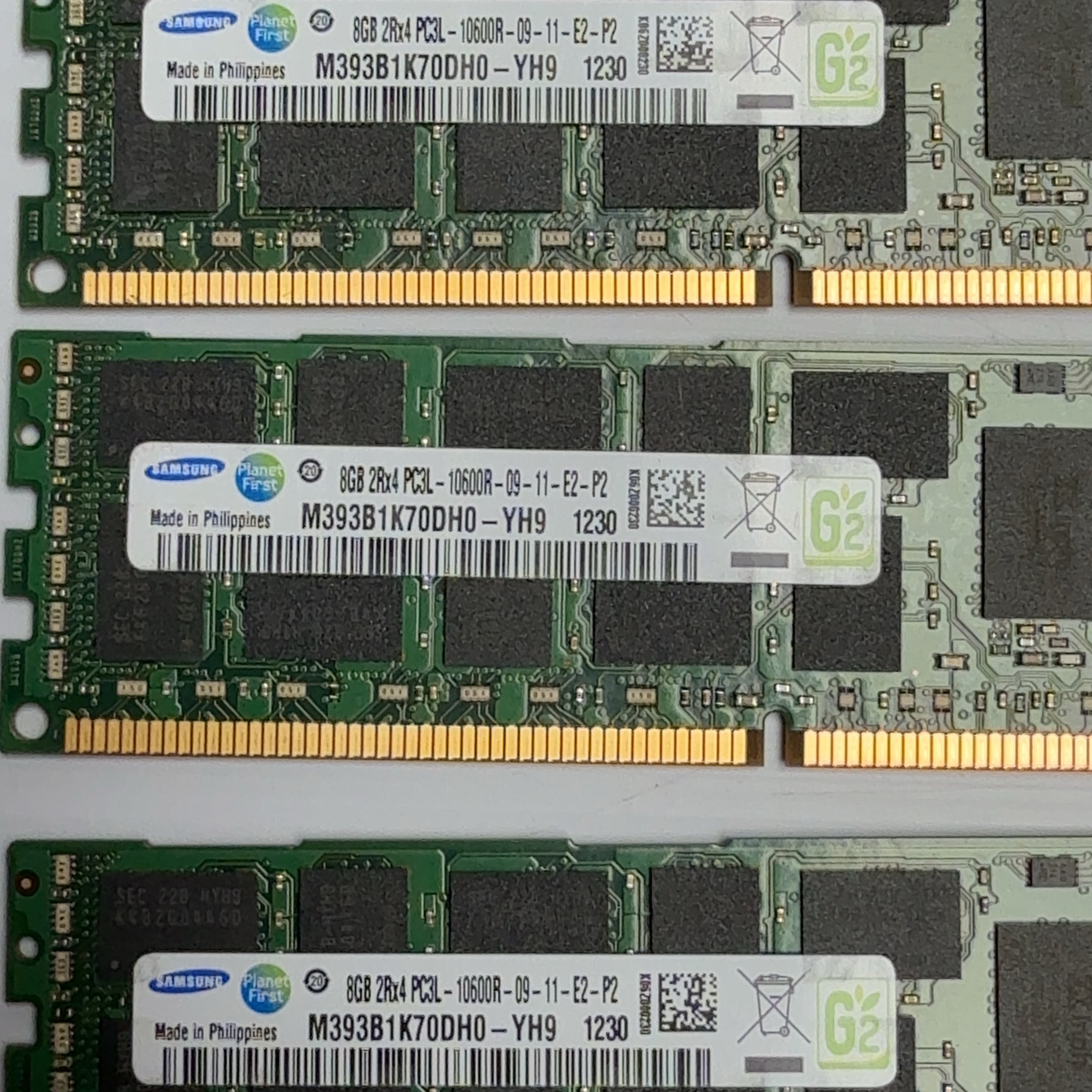16x Samsung 8GB 2Rx4 PC3L-10600R DDR3-1333 ECC REG Server RAM M393B1K70DH0-YH9