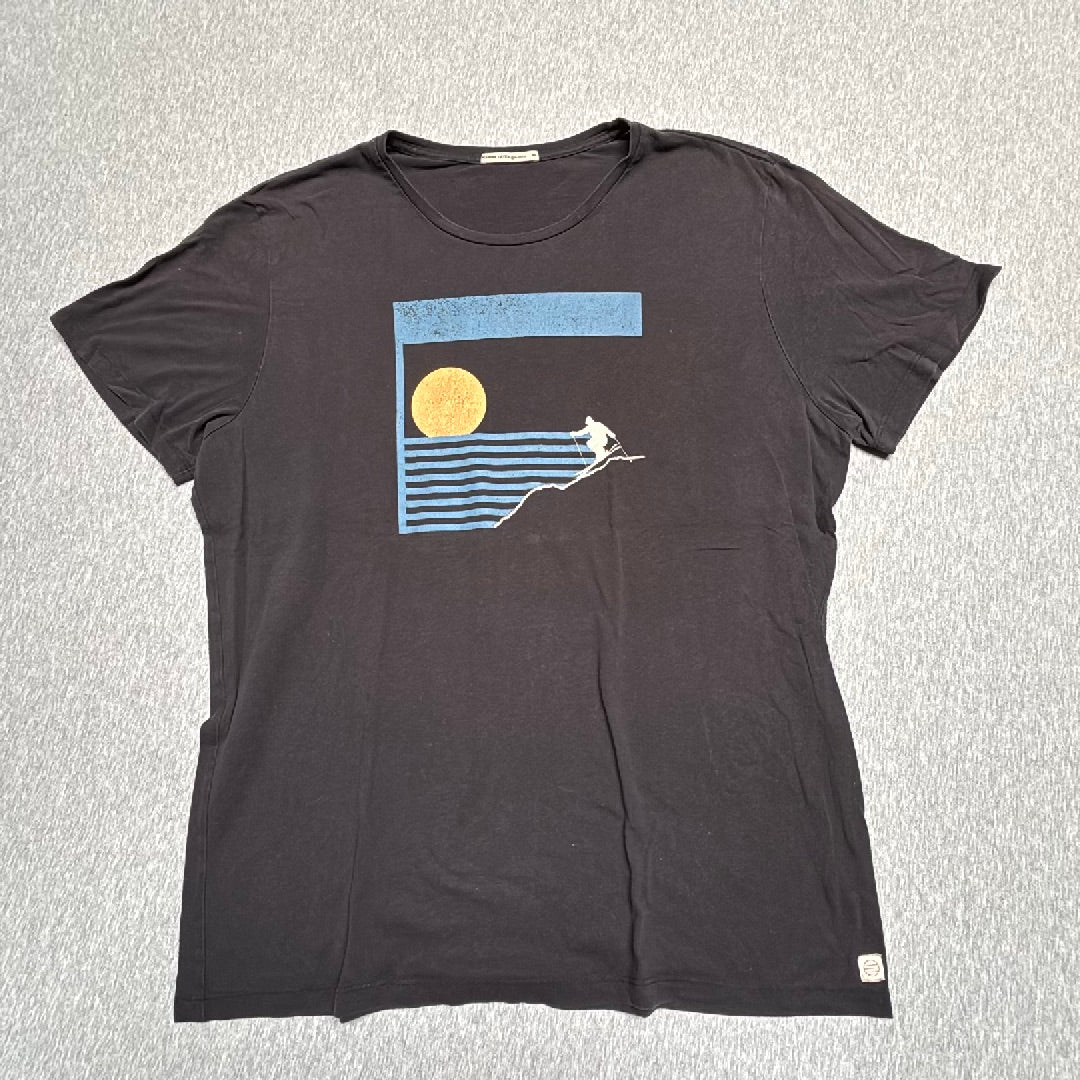 Marine Layer Re-Spun Skier Graphic Tee Black Mens XL Retro Sun Mountain T-Shirt