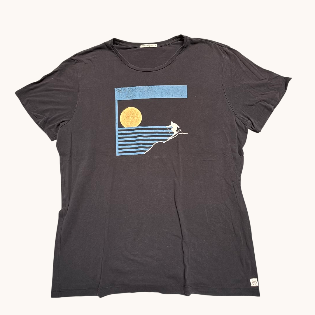 Marine Layer Re-Spun Skier Graphic Tee Black Mens XL Retro Sun Mountain T-Shirt