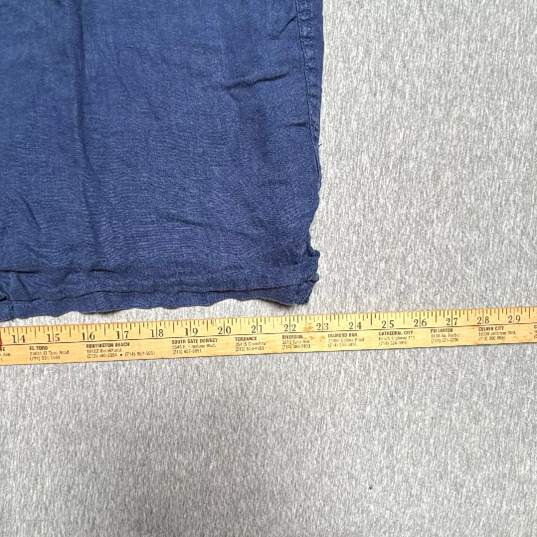 Alex Mill Mens XXL Navy Blue 100% Linen Short Sleeve Button Down Shirt