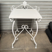 Antique-style, White Wrought Iron Side Table