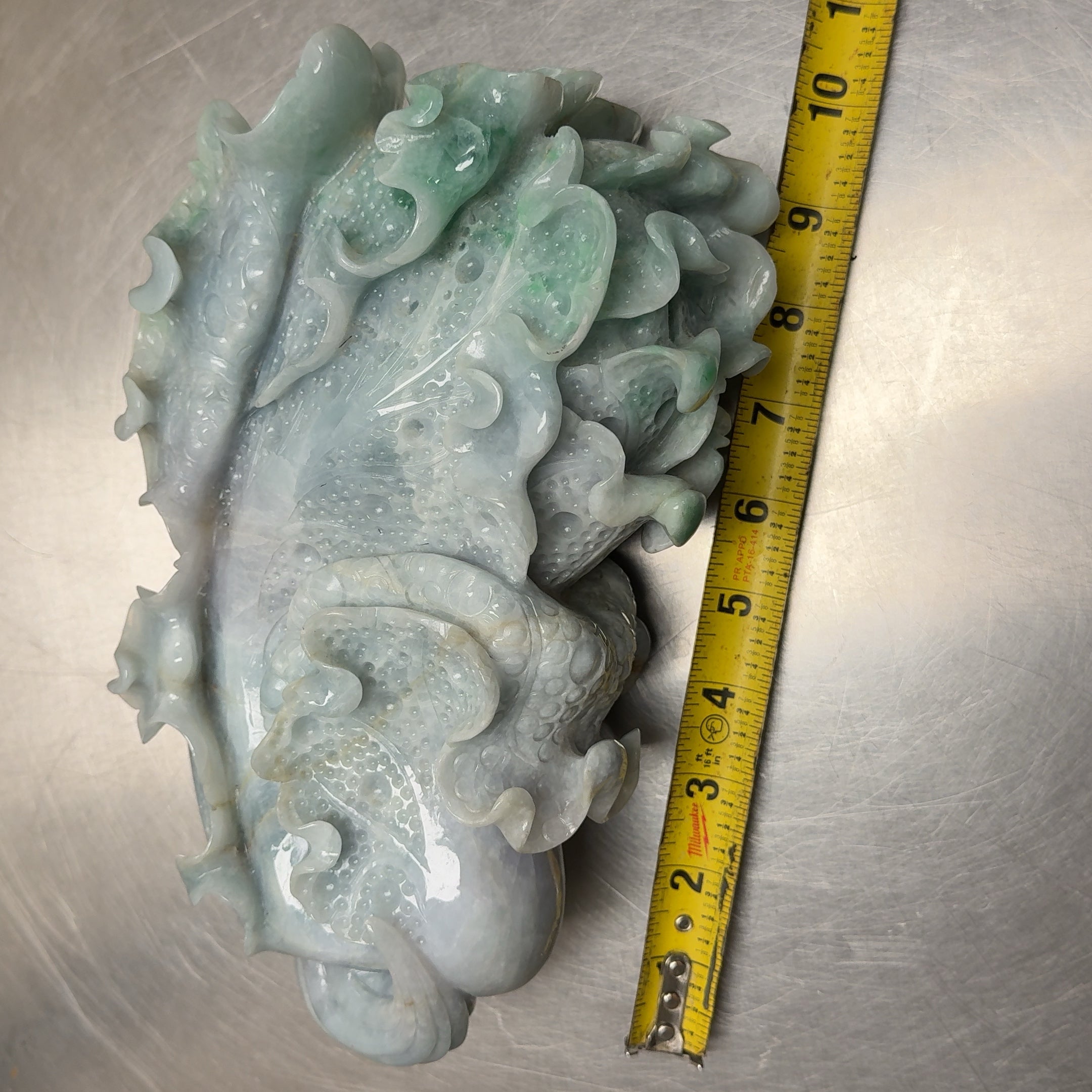 Large Chinese Carving Light Green White Jade Jadeite Sculpture 10 Pounds!