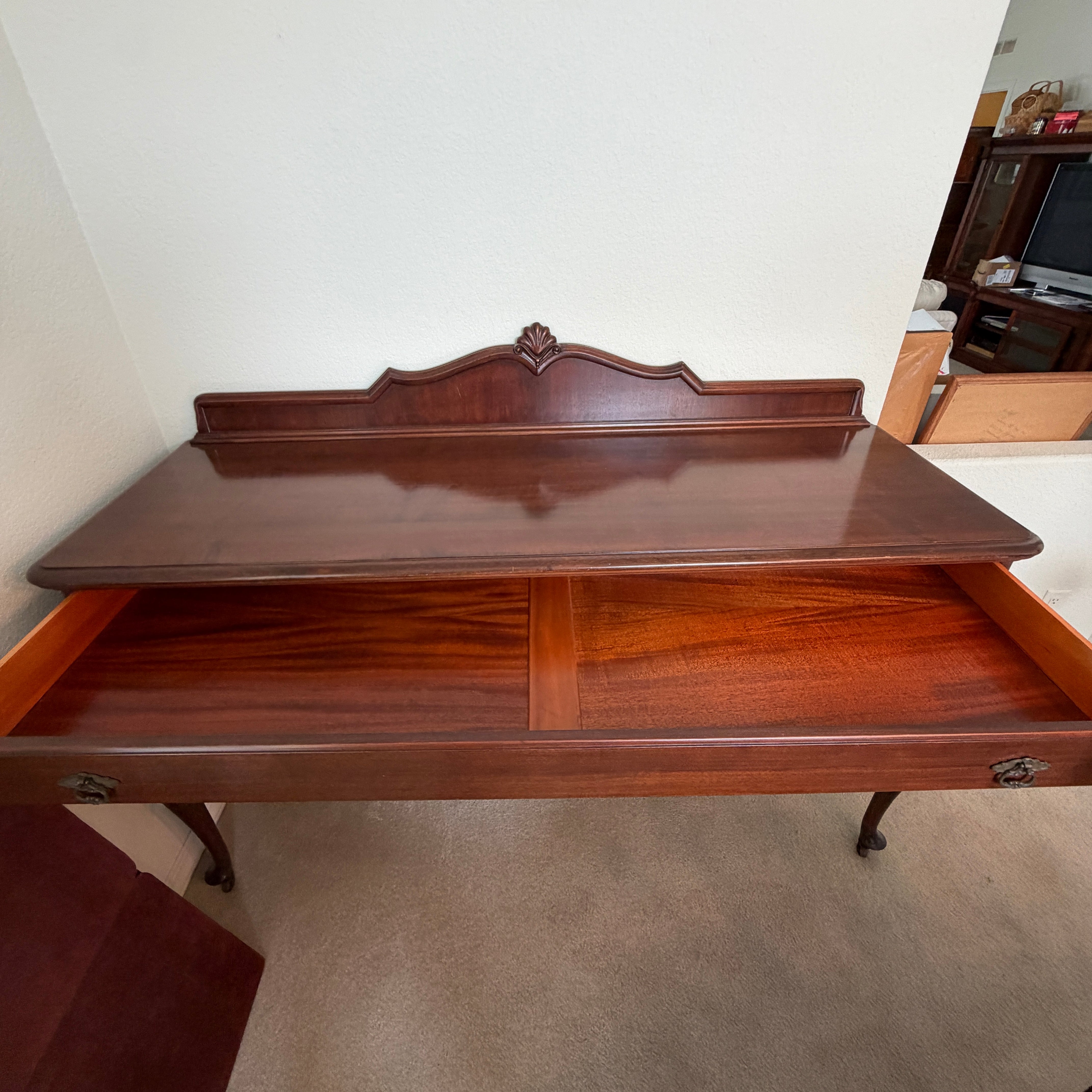Vintage Queen Anne Mahogany Sideboard Buffet