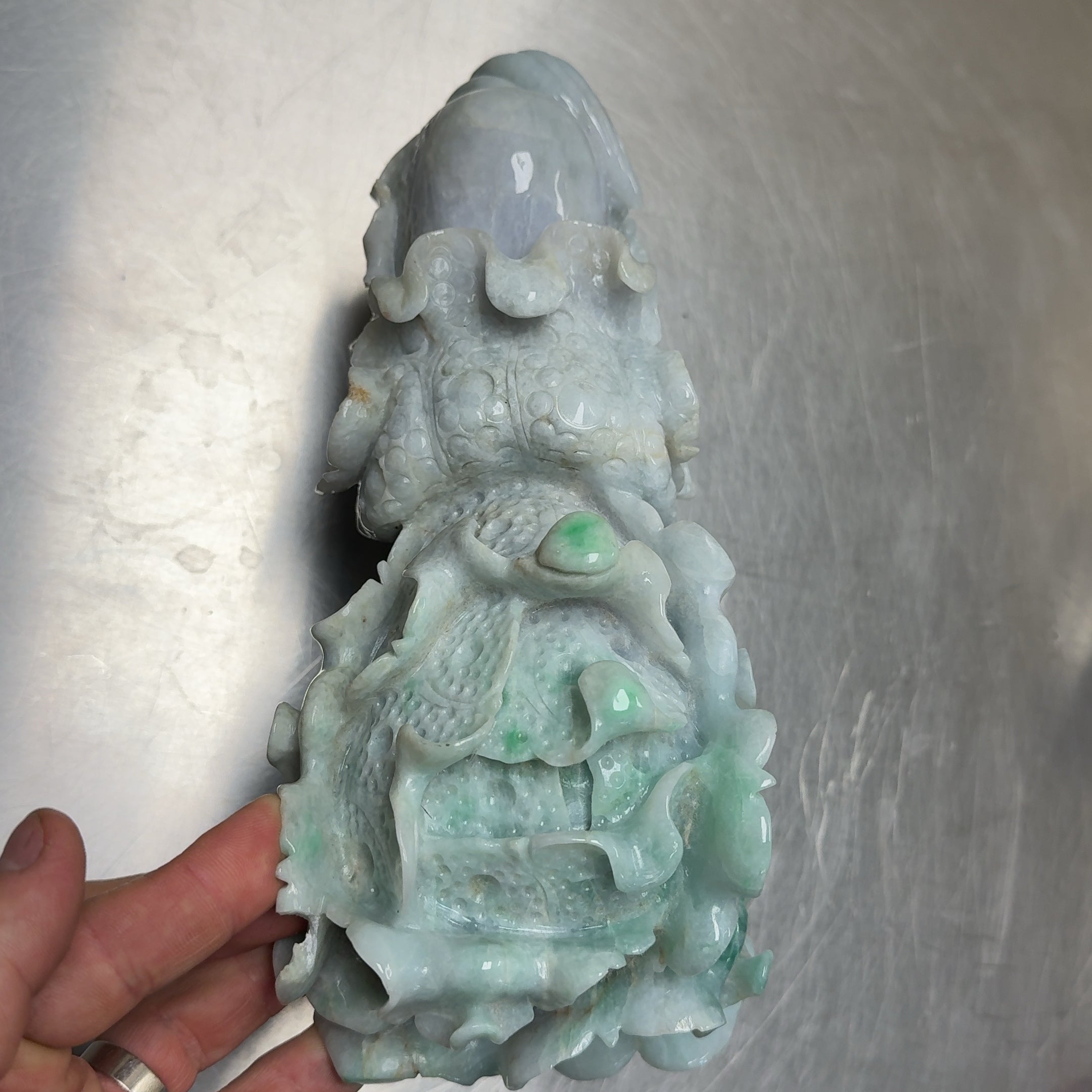 Large Chinese Carving Light Green White Jade Jadeite Sculpture 10 Pounds!