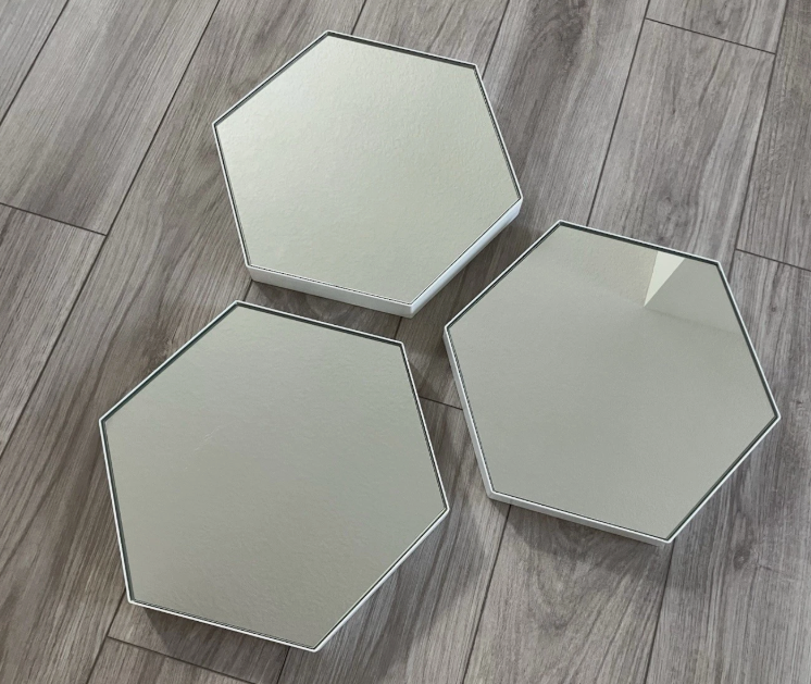 Set of 3 Crate & Barrel Hexagon Mirrors in White