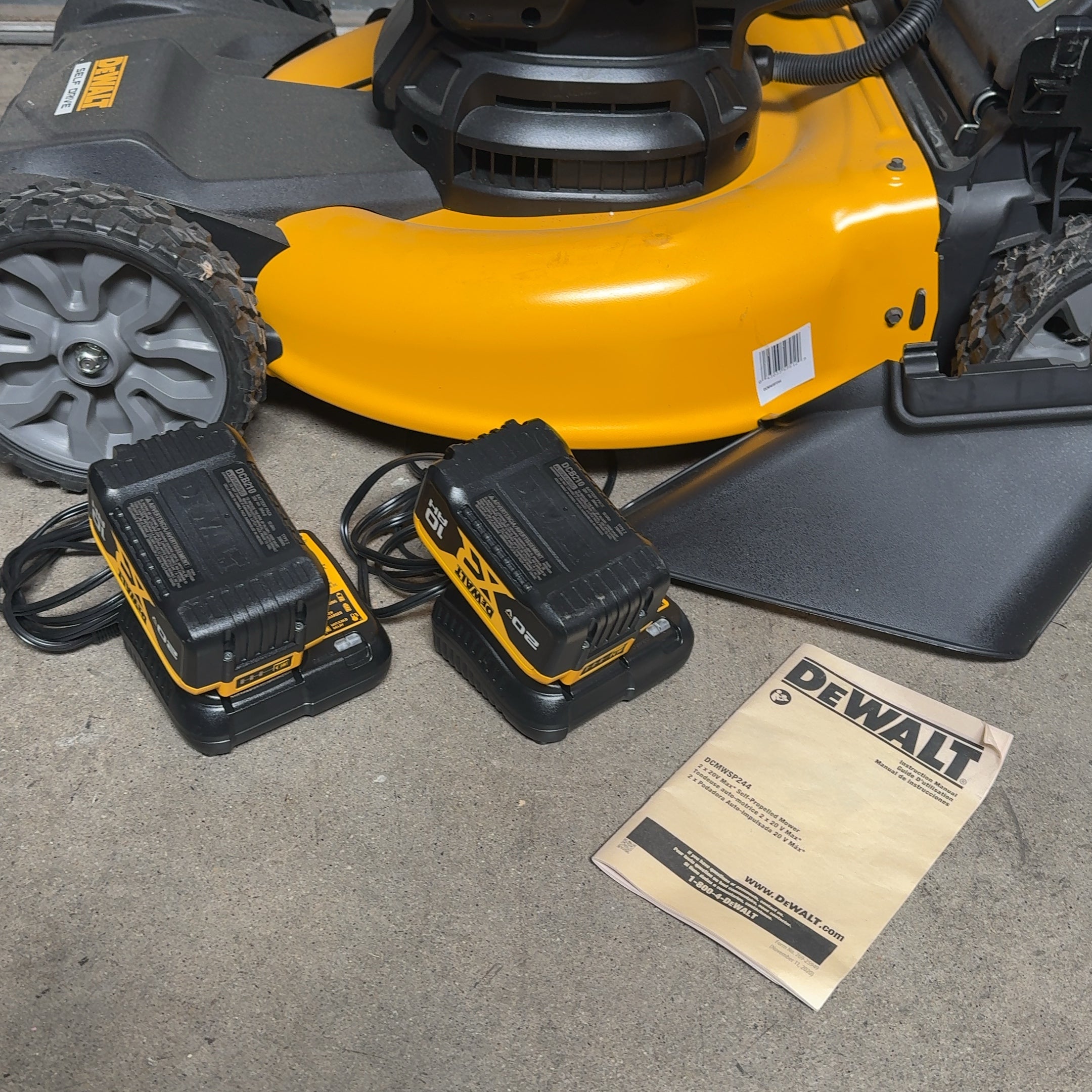 DeWalt Brushless Self Drive Lawn Mower w/ 2 20V Batteries + Chargers