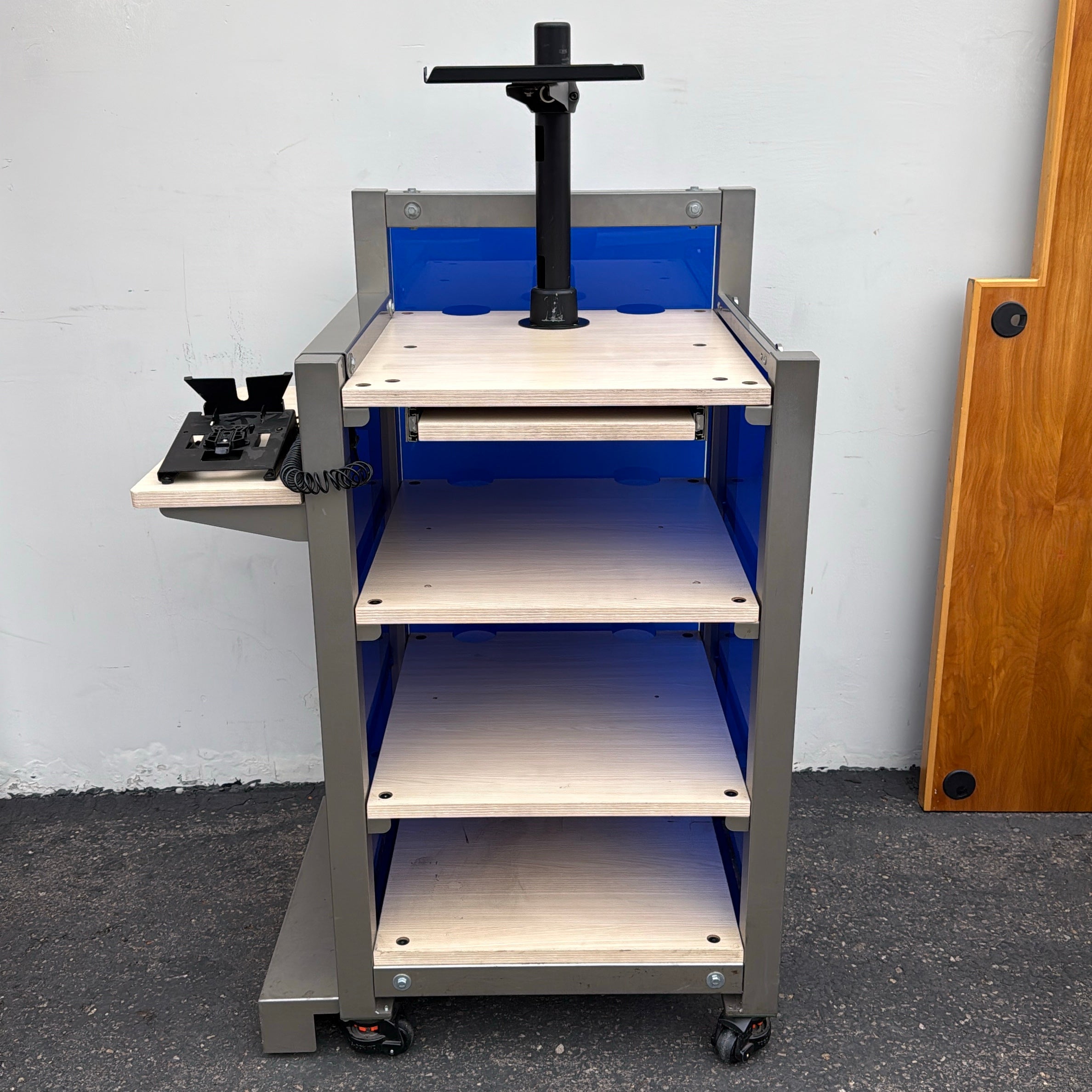 Custom Rolling Checkout Kiosk Steel, Wood, & Plexiglass