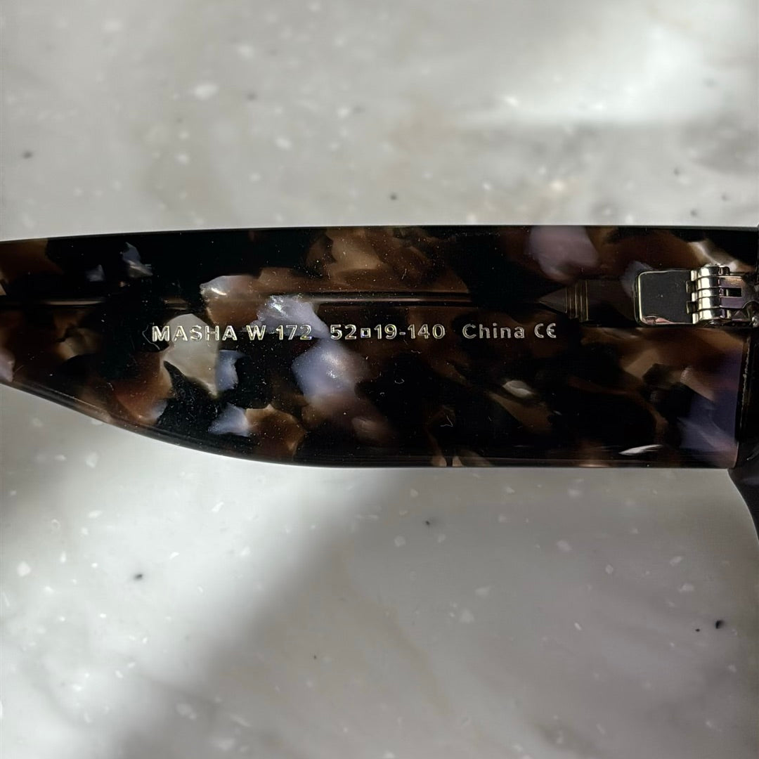 Warby Parker Masha Wide Sunglasses Black Currant Tortoise Cat Eye 52-19-140