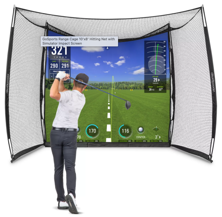 GoSports Range Cage 10'x8' Hitting Net with Simulator Impact Screen