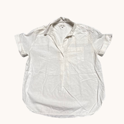 Madewell Womens White Linen Blend Short Sleeve Split Neck Popover Top Size S