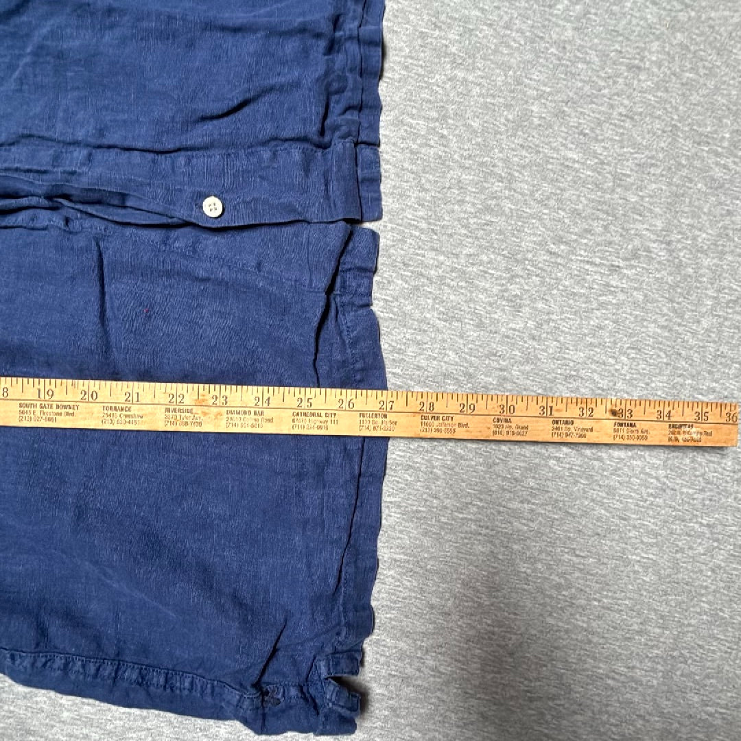 Alex Mill Mens XXL Navy Blue 100% Linen Short Sleeve Button Down Shirt