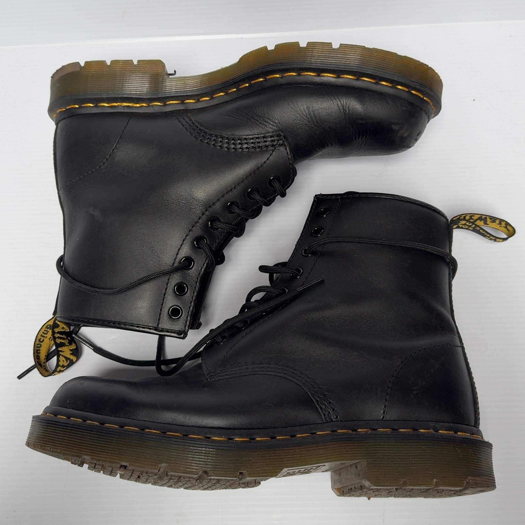 Dr Doc Martens Black Safety Leather Boot Men's 10 Women's 11 Excellent Condition