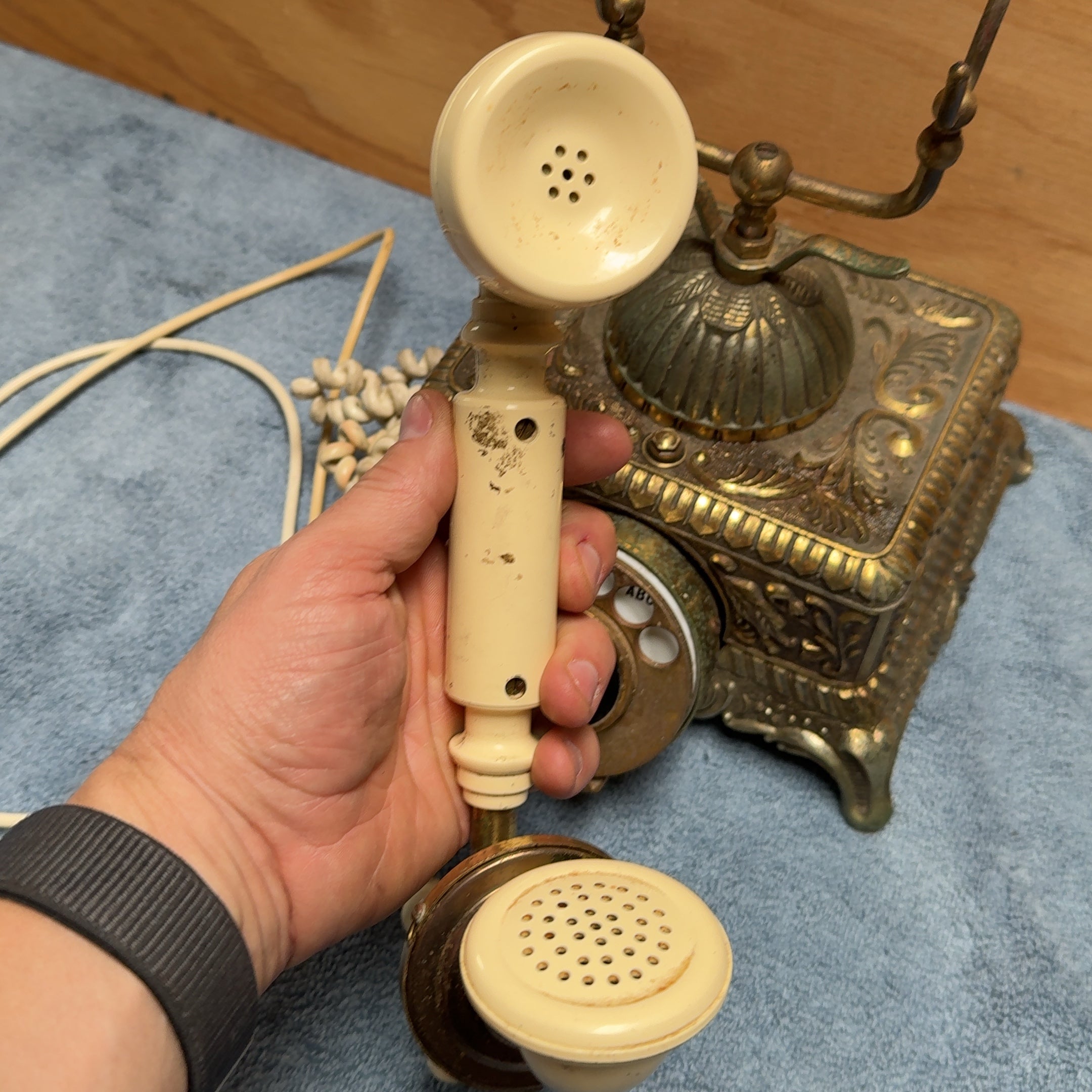 Vintage Baroque Heavy Brass Telephone Rotary Dial French Style Imperial Classic