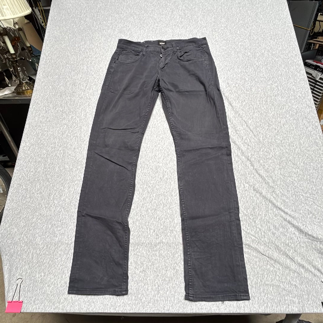 Hudson Byron Straight Leg Pants Mens 30 Charcoal Gray Stretch Twill Button Fly