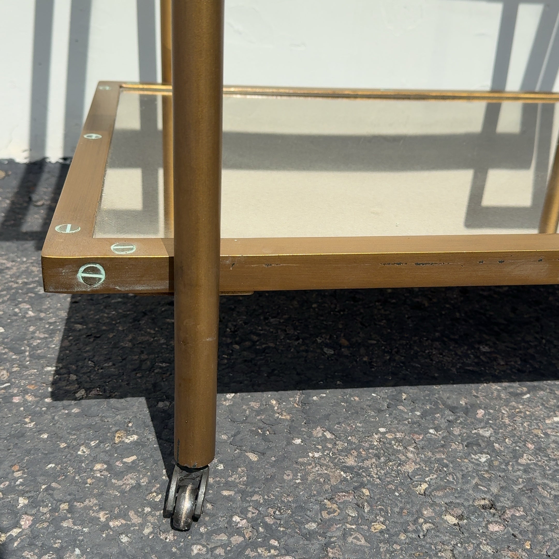 Matte Gold Bar Cart w/ Cartier Inspired Screws on Wheels