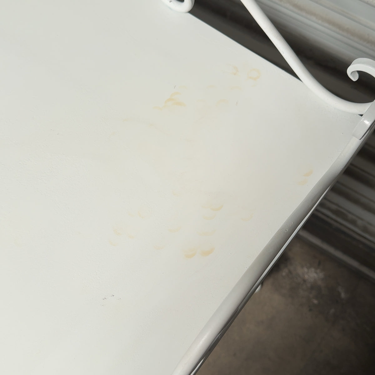 Antique-style, White Wrought Iron Side Table