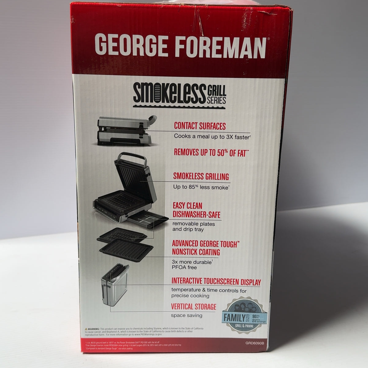 Brand-New In Box George Foreman Smokeless Grill Series GRD6090B Panini