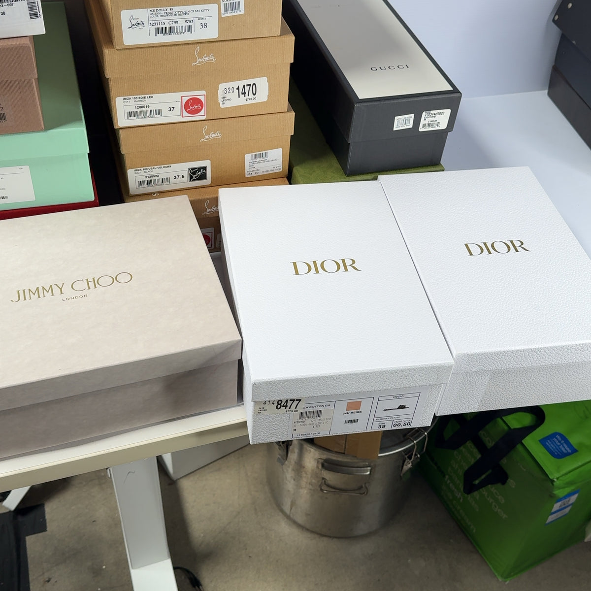 Lot of 14 Designer Shoe Boxes - Gucci, Dior, Louboutin, Jimmy Choo,...