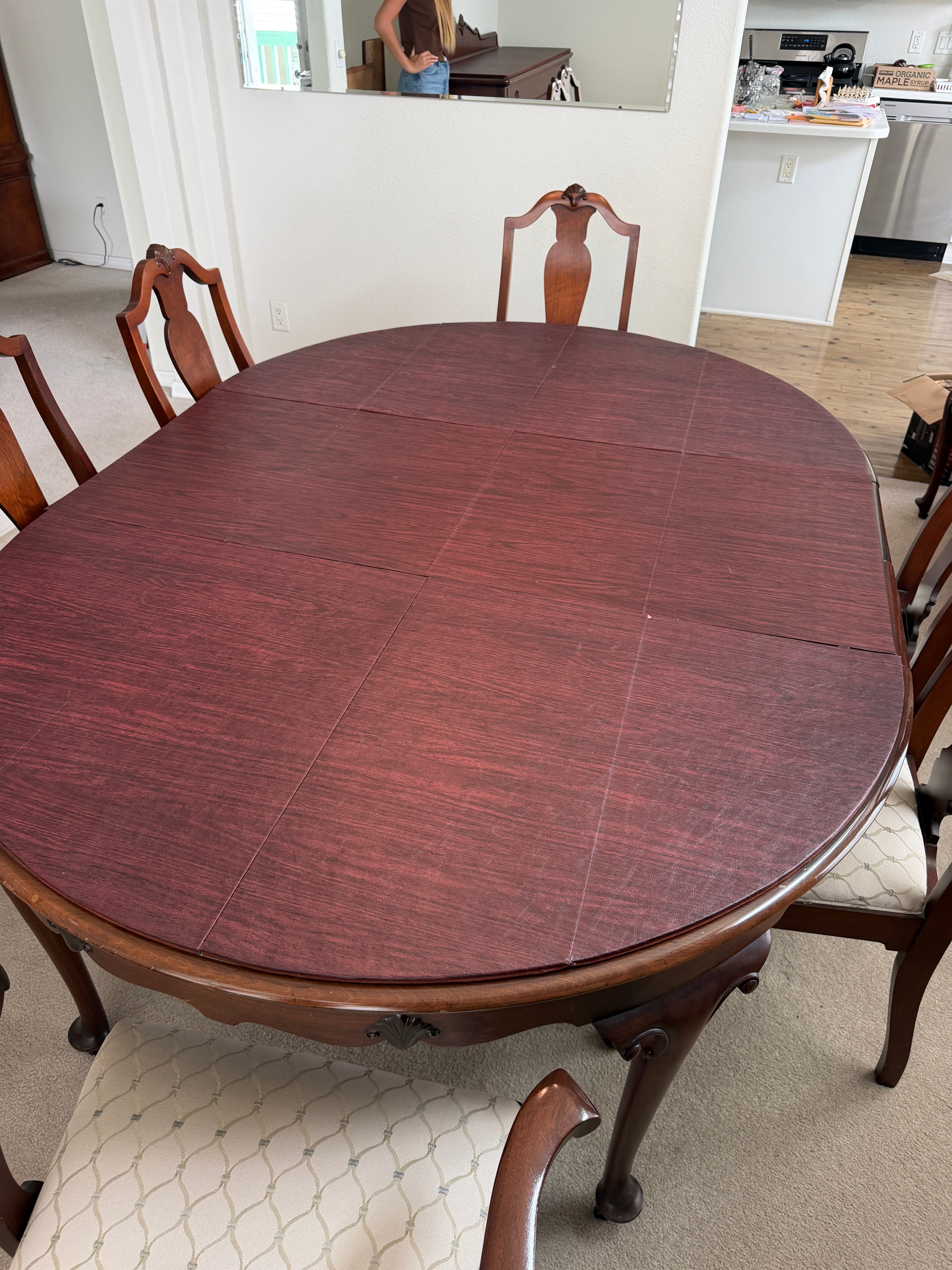 Vintage Queen Anne Mahogany Dining Table Set
