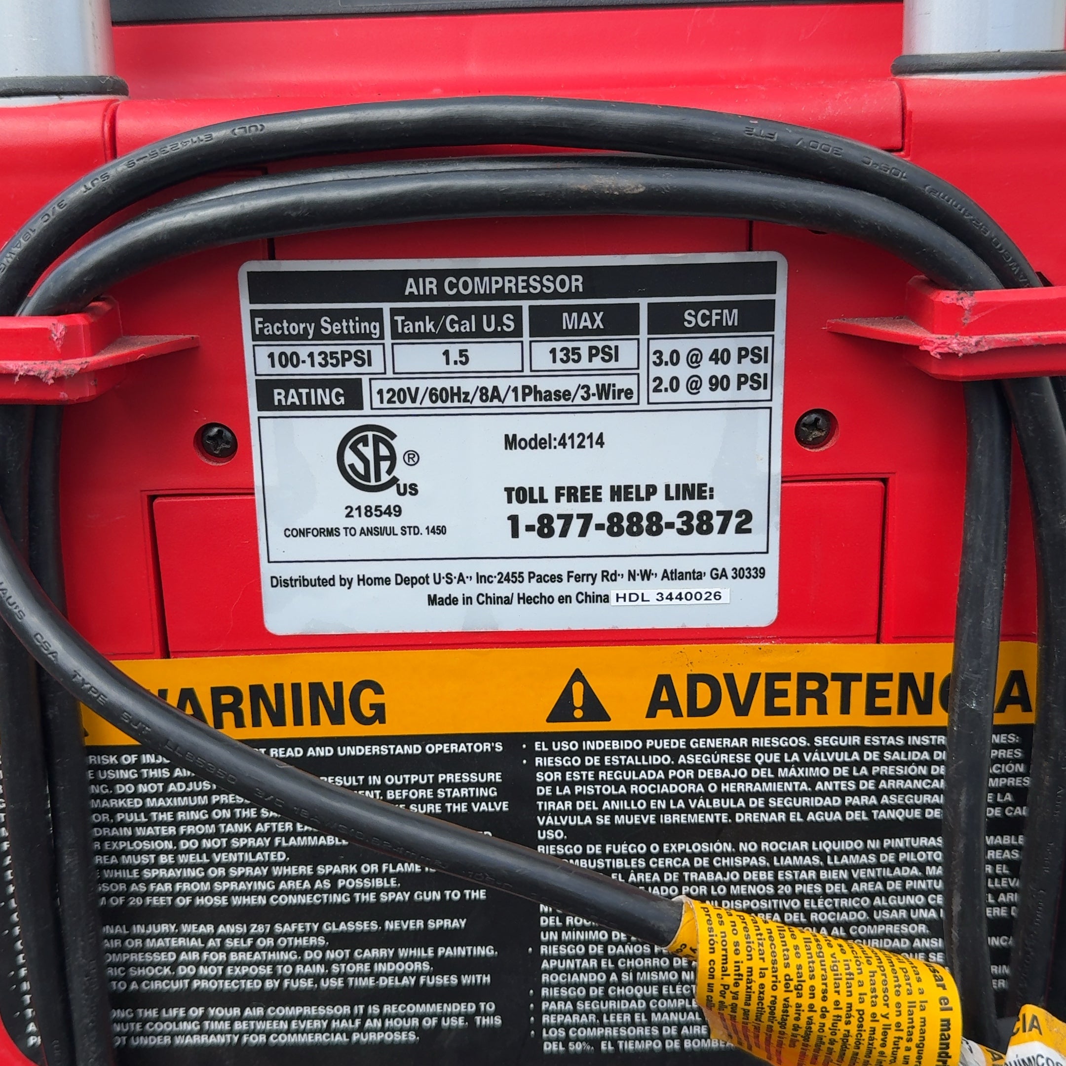 Husky Air Scout Portable Air Compressor Model 41214