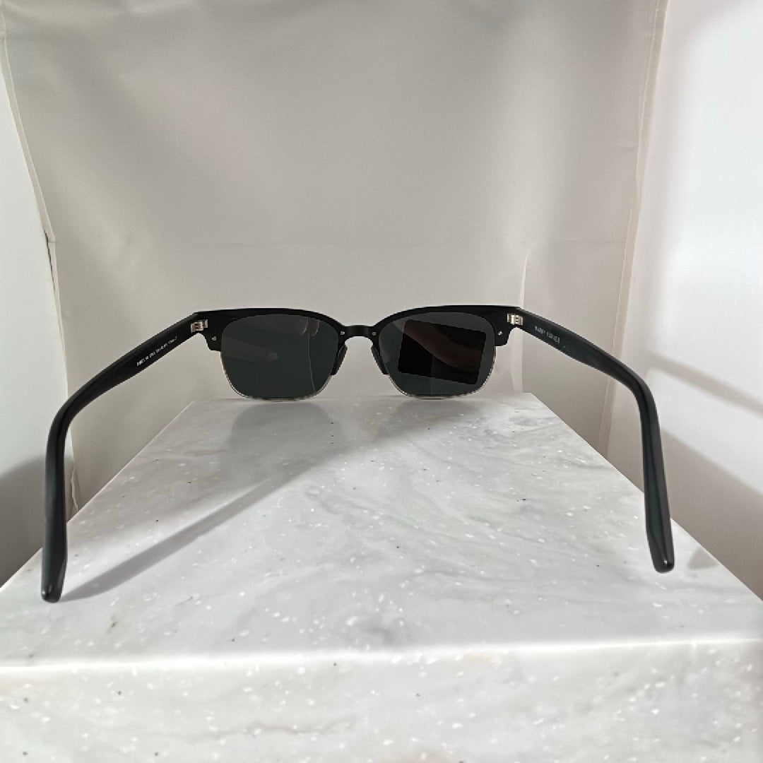 Warby Parker Ames Wide Sunglasses Black Matte Polished Silver 3103 SRW 54-18-145