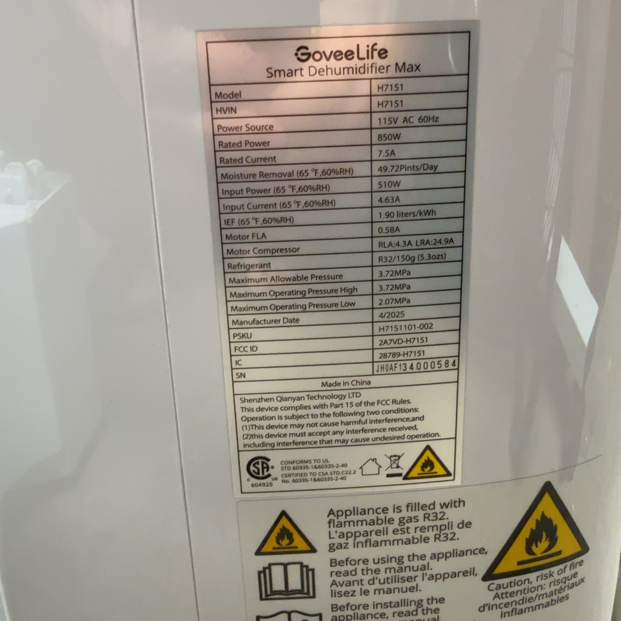 GoveeLife Dehumidifier with Pump for Home 4,500ft², 137 Pints, Drain Hose