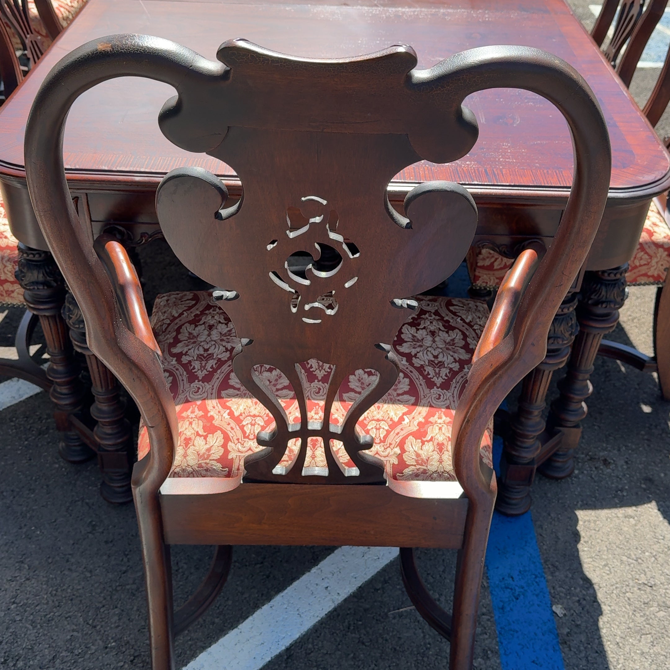Antique 1920's Jacobean 9 Pc Dining Table Set