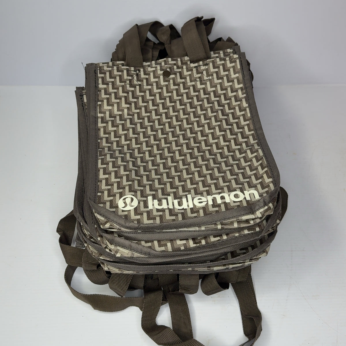 20 - Lululemon Reusable Shopping Tote Bag Lot of 5 Brown Snap Holiday 2025 Small