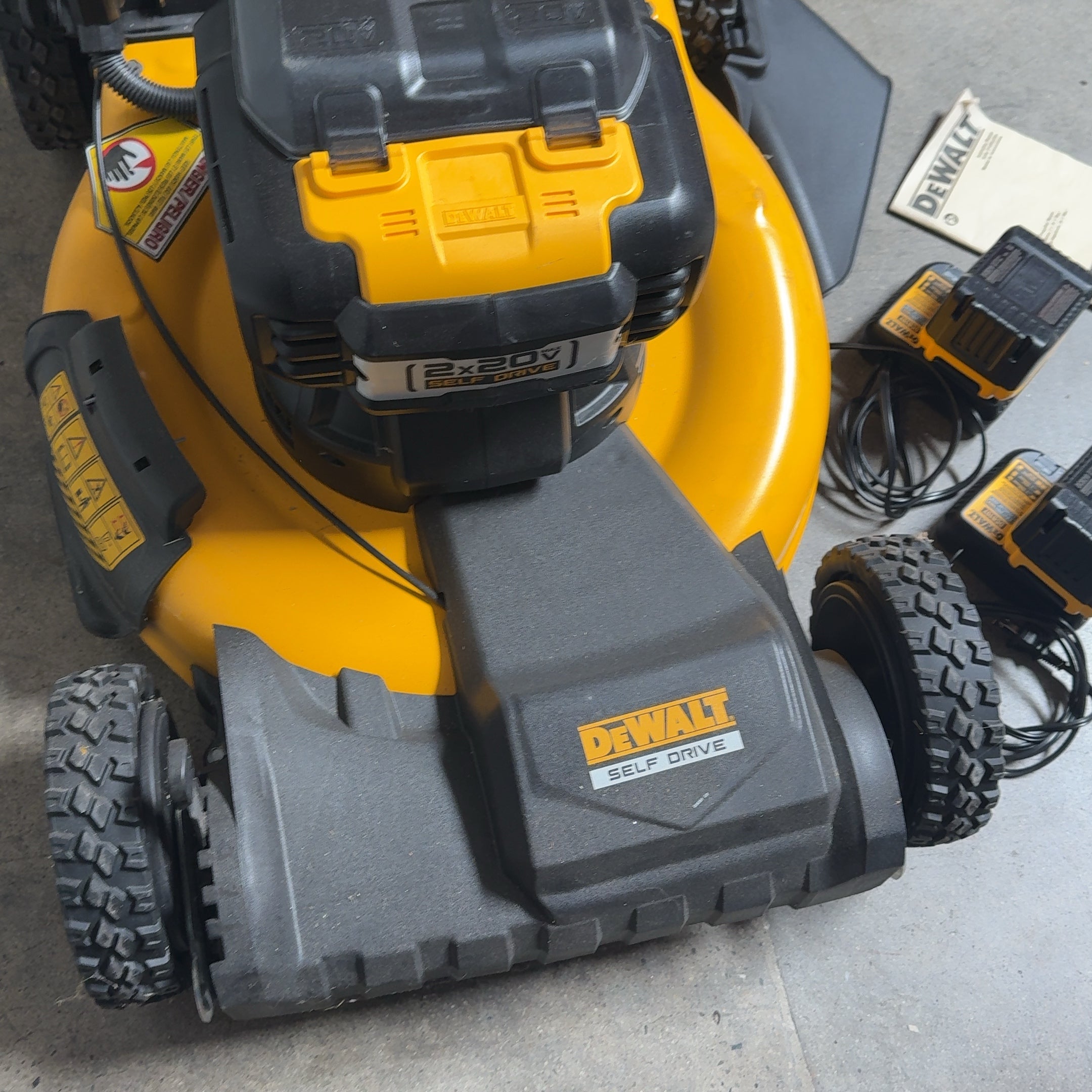 DeWalt Brushless Self Drive Lawn Mower w/ 2 20V Batteries + Chargers