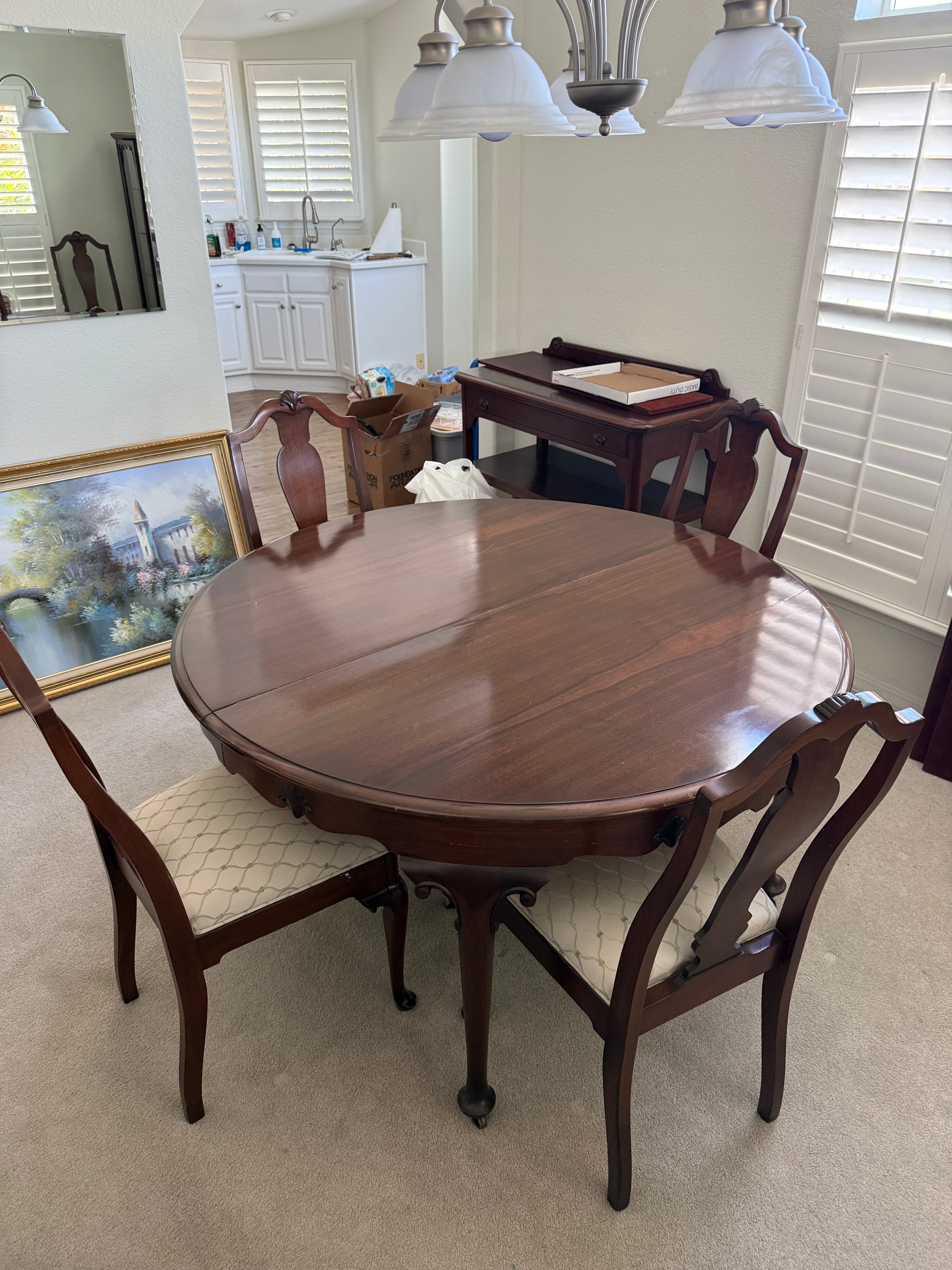 Antique The Luce Furniture Company Queen Anne Mahogany Dining Table Set