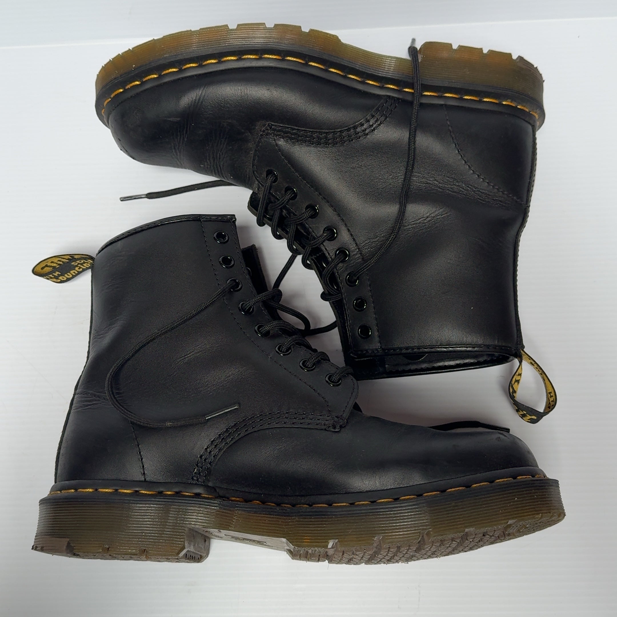Dr Doc Martens Black Safety Leather Boot Men's 10 Women's 11 Excellent Condition