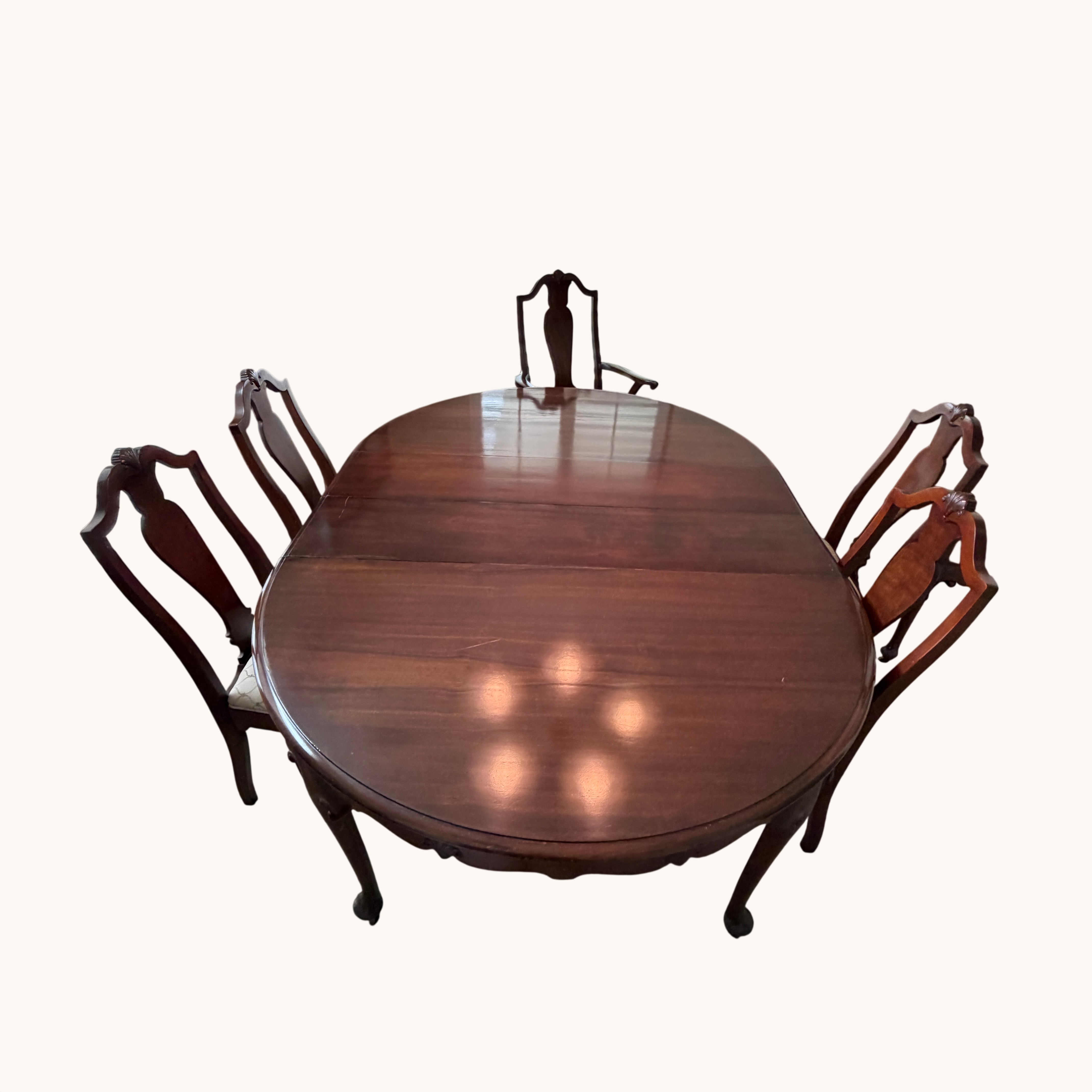 Antique The Luce Furniture Company Queen Anne Mahogany Dining Table Set