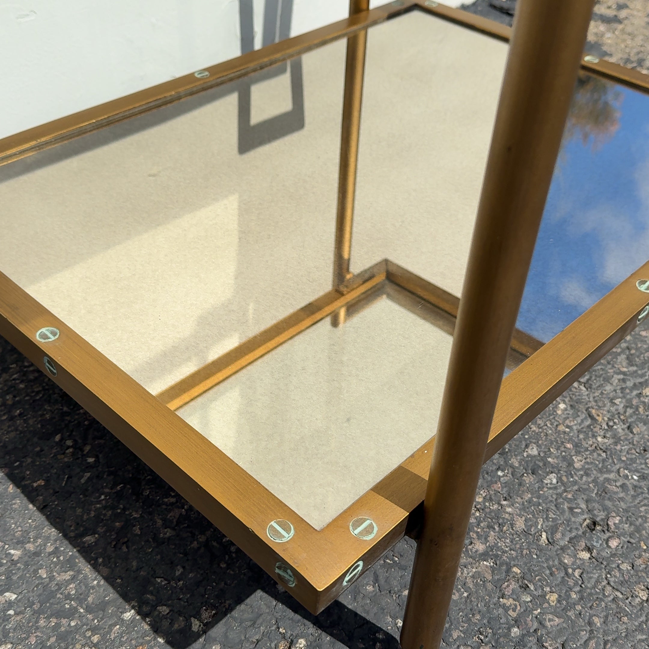 Matte Gold Bar Cart w/ Cartier Inspired Screws on Wheels