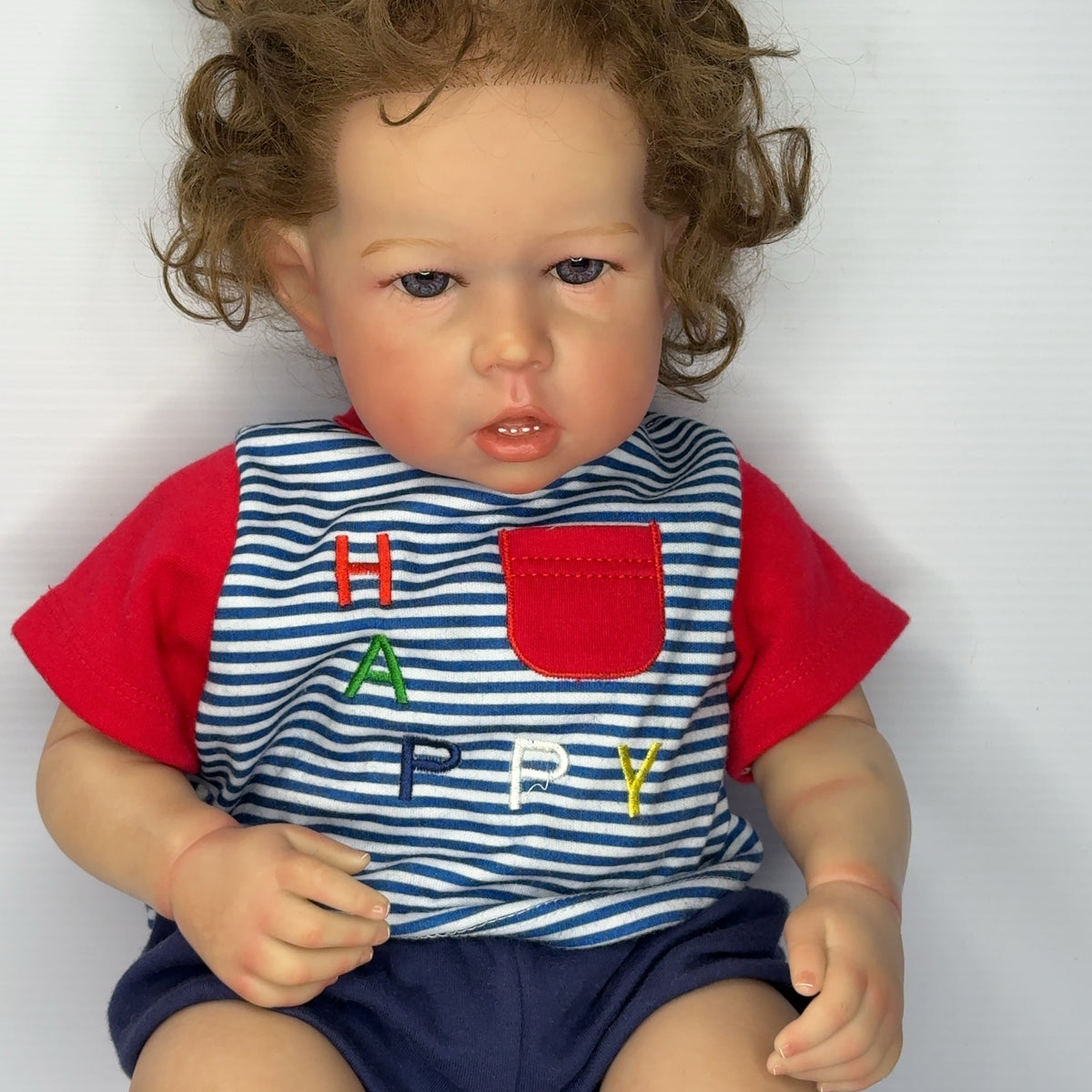 Handmade 28" Reborn Full Body Doll Lifelike Baby Gift w/ Rooted Curly Hair